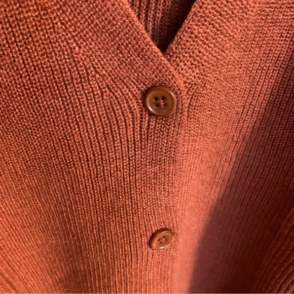 NEW Eileen Fisher Organic Cotton Linen V-Neck Cardigan in Red Plum, Size L - Picture 6 of 11